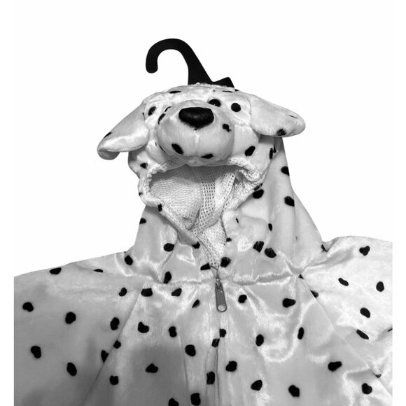 Dalmatian Dog Costume Child Zip-Up One-Piece White Black Spots Cozy Fleece - Picture 8 of 9